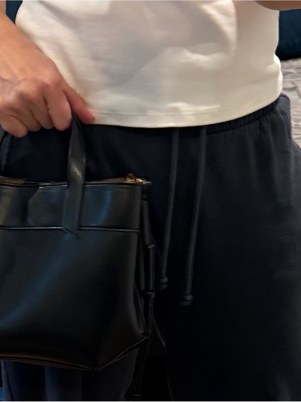 ZARA Black Leather Tote Bag with Shoulder Strap-Excellent Condition - Picture 5 of 5